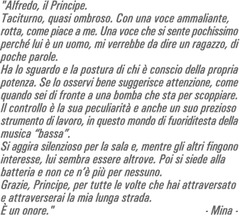 Citazione di Mina per Alfredo Golino